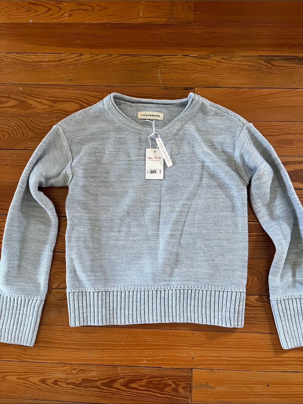 Lucky Brand Women’s NWT Light Blue Textured Crewneck Sweater